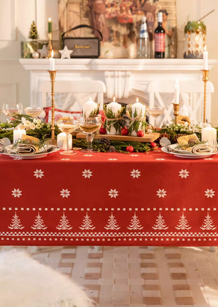 Extra Large Modern Rectangular Tablecloth for Dining Room Table, Christmas Edelweiss Table Covers, Square Tablecloth for Kitchen, Large Tablecloth for Round Table-artworkcanvas