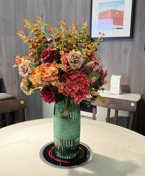 Modern Artificial Floral Arrangement for Bedroom, Large Bunch of Autumn Flowers Arrangement Interior Design, Creative Faux Silk Floral Bouquet Table Centerpiece-artworkcanvas