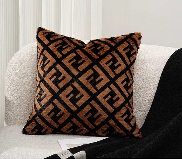 Decorative Pillow Covers, Brown Modern Pillows for Couch, Abstract Decorative Throw Pillows for Living Room, Large Modern Sofa Pillow Cases-artworkcanvas