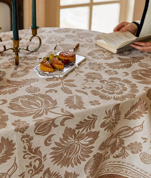 Flower Pattern Table Covers for Round Table, Large Modern Rectangle Tablecloth for Dining Table, Farmhouse Table Cloth for Oval Table, Square Tablecloth for Kitchen-artworkcanvas