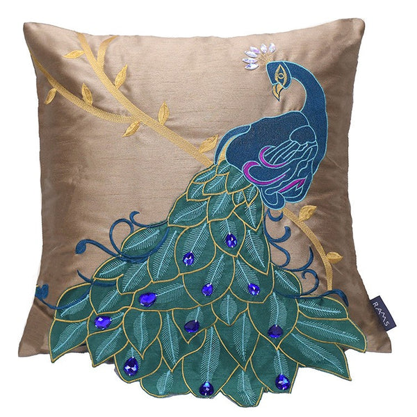 Beautiful Decorative Throw Pillows, Embroider Peacock Cotton and linen Pillow Cover, Decorative Sofa Pillows, Decorative Pillows for Couch-artworkcanvas