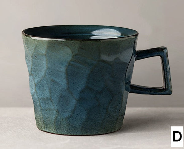 Large Capacity Coffee Cups, Modern Handmade Pottery Coffee Cup, Large Unique Tea Cup, Creative Brown White Black Blue Ceramic Coffee Mugs-artworkcanvas