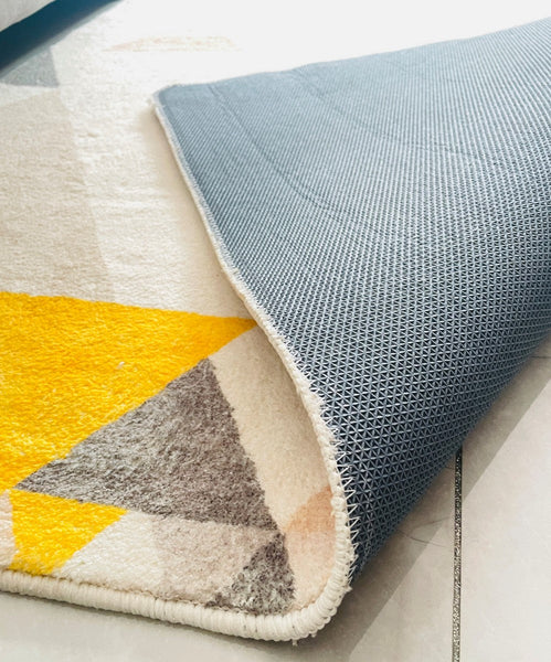 Bedroom Modern Rugs, Large Geometric Floor Carpets, Modern Living Room Area Rugs, Yellow Abstract Modern Rugs under Dining Room Table-artworkcanvas