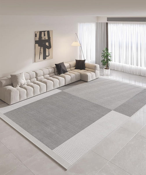 Gray Modern Rug Ideas for Living Room, Abstract Grey Geometric Modern Rugs, Contemporary Modern Rugs for Bedroom, Modern Rugs for Dining Room-artworkcanvas