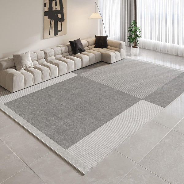 Gray Modern Rug Ideas for Living Room, Abstract Grey Geometric Modern Rugs, Contemporary Modern Rugs for Bedroom, Modern Rugs for Dining Room-artworkcanvas