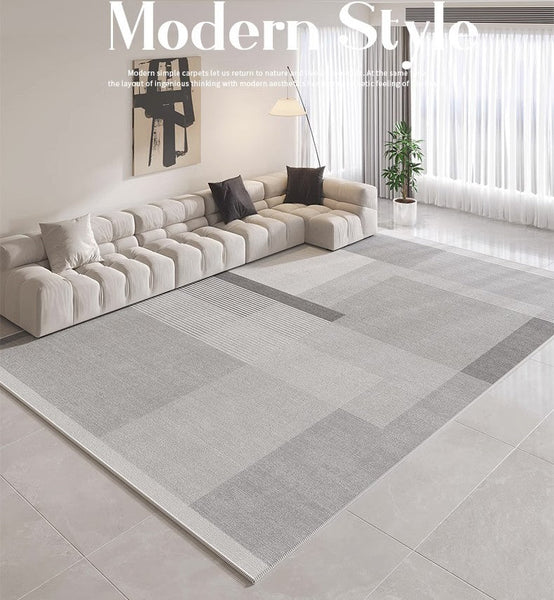 Geometric Modern Rugs for Dining Room, Contemporary Modern Rugs for Bedroom, Gray Modern Rugs for Living Room, Abstract Grey Modern Rugs for Sale-artworkcanvas