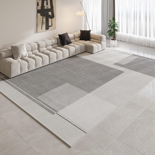 Simple Grey Modern Rugs for Living Room, Contemporary Modern Rugs for Bedroom, Gray Modern Rugs for Dining Room, Abstract Geometric Modern Rugs for Sale-artworkcanvas