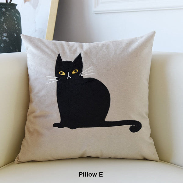 Lovely Cat Pillow Covers for Kid's Room, Modern Sofa Decorative Pillows, Cat Decorative Throw Pillows for Couch, Modern Decorative Throw Pillows-artworkcanvas