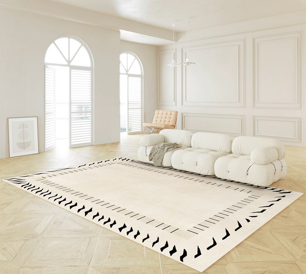 Cream Color Modern Carpets for Living Room, Thick Contemporary Rugs for Bedroom, Modern Rugs for Dining Room, Mid Century Modern Rugs Next to Bed-artworkcanvas