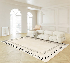 Cream Color Modern Carpets for Living Room, Thick Contemporary Rugs for Bedroom, Modern Rugs for Dining Room, Mid Century Modern Rugs Next to Bed-artworkcanvas
