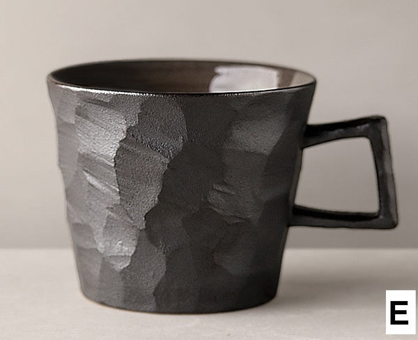 Large Capacity Coffee Cups, Modern Handmade Pottery Coffee Cup, Large Unique Tea Cup, Creative Brown White Black Blue Ceramic Coffee Mugs-artworkcanvas