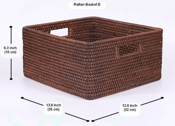 Rectangular Storage Baskets, Storage Baskets for Kitchen, Large Brown Woven Storage Baskets, Storage Baskets for Shelves-artworkcanvas