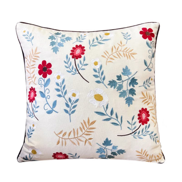 Decorative Throw Pillows for Couch, Embroider Flower Cotton Pillow Covers, Spring Flower Decorative Throw Pillows, Farmhouse Sofa Decorative Pillows-artworkcanvas