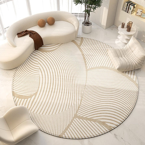 Contemporary Modern Rug for Living Room, Geometric Round Rugs for Dining Room, Modern Area Rugs for Bedroom, Circular Modern Rugs under Chairs-artworkcanvas