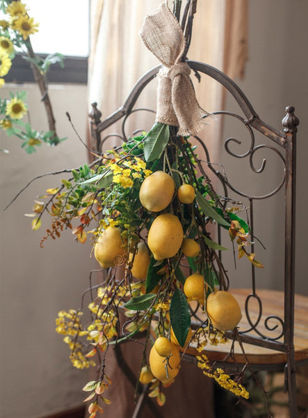 Lemon Branch, Fragrans stems, Fern leaf, Creative Flower Arrangement Ideas for Home Decoration, Unique Artificial Flowers, Simple Artificial Floral for Dining Room Table-artworkcanvas