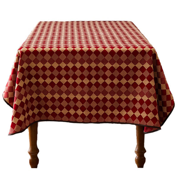 Modern Rectangle Tablecloth for Dining Room Table, Red Checked Table Cloth, Square Tablecloth for Round Table-artworkcanvas