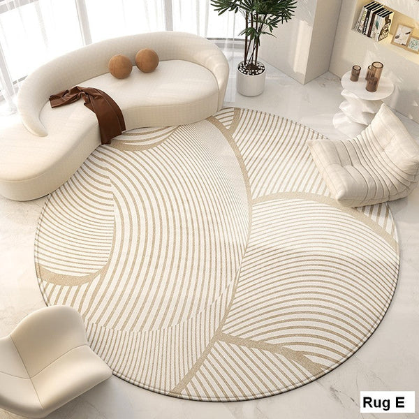 Bedroom Modern Round Rugs, Circular Modern Rugs under Chairs, Dining Room Contemporary Round Rugs, Geometric Modern Rug Ideas for Living Room-artworkcanvas