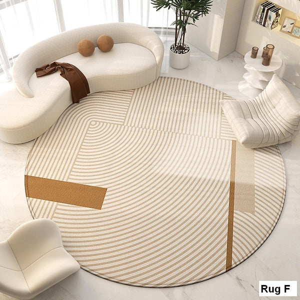 Modern Round Rugs for Bedroom, Dining Room Contemporary Round Rugs, Circular Modern Rugs under Chairs, Contemporary Modern Rug for Living Room-artworkcanvas