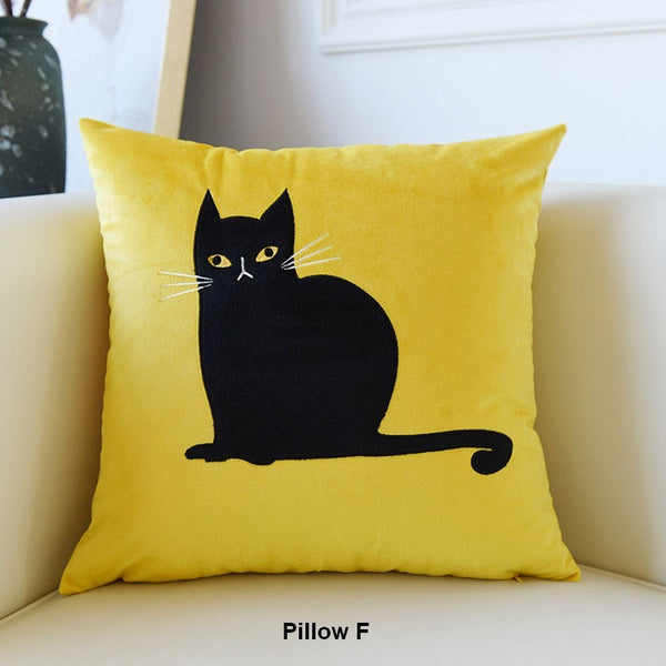 Cat Decorative Throw Pillows for Couch, Modern Sofa Decorative Pillows, Lovely Cat Pillow Covers for Kid's Room, Modern Decorative Throw Pillows-artworkcanvas