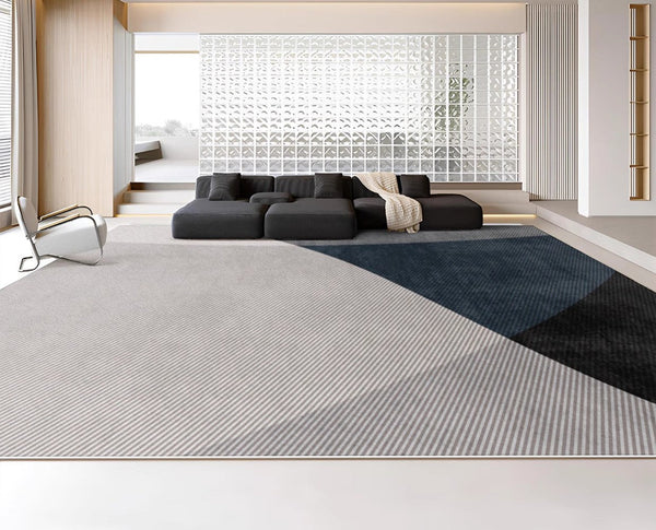 Modern Rugs for Living Room, Contemporary Rugs for Dining Room, Blue Contemporary Modern Rugs, Geometric Contemporary Rugs Next to Bed-artworkcanvas