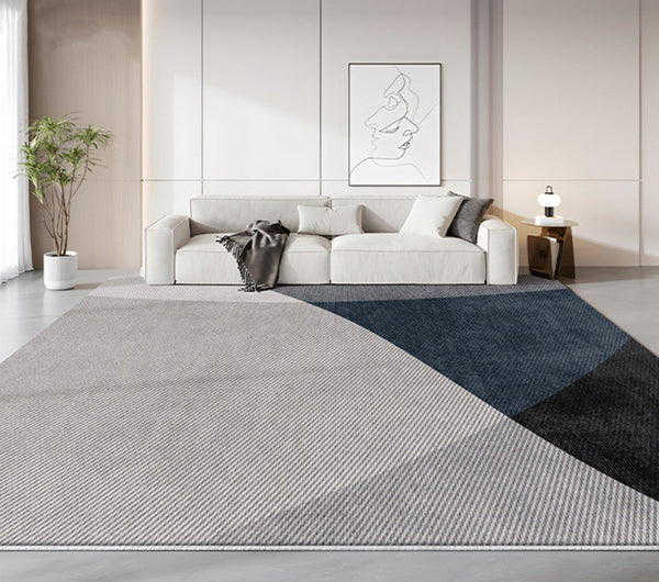 Modern Rugs for Living Room, Contemporary Rugs for Dining Room, Blue Contemporary Modern Rugs, Geometric Contemporary Rugs Next to Bed-artworkcanvas