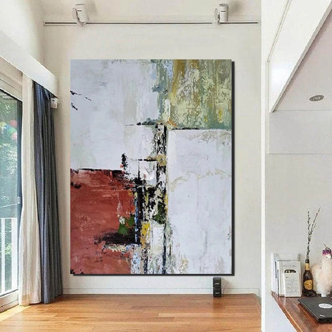 Contemporary Art Painting, Modern Paintings, Bedroom Acrylic Painting, Simple Painting Ideas, Living Room Wall Painting, Large Red Canvas Painting-artworkcanvas