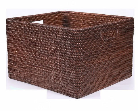 Storage Baskets for Clothes, Large Brown Woven Storage Basket, Storage Baskets for Bathroom, Rectangular Storage Baskets-artworkcanvas