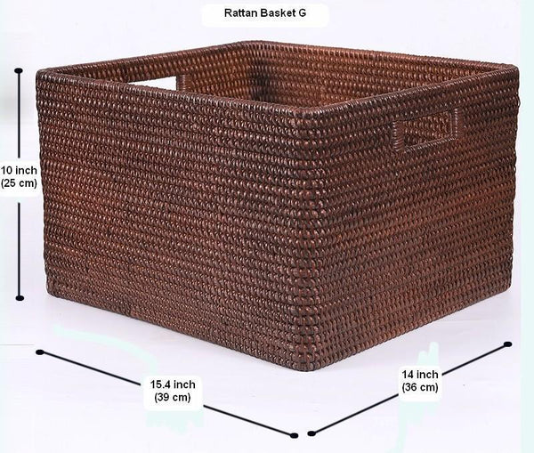 Storage Baskets for Clothes, Rectangular Storage Baskets, Large Brown Woven Storage Baskets, Storage Baskets for Shelves-artworkcanvas