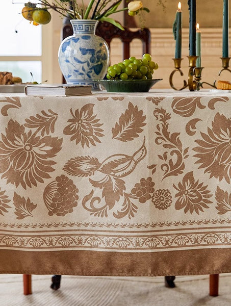 Flower Pattern Table Covers for Round Table, Large Modern Rectangle Tablecloth for Dining Table, Farmhouse Table Cloth for Oval Table, Square Tablecloth for Kitchen-artworkcanvas