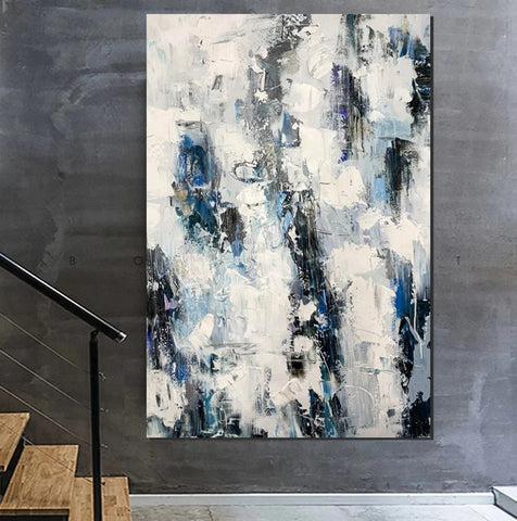 Modern Paintings Behind Sofa, Abstract Paintings for Dining Room, Buy Paintings Online, Palette Knife Canvas Art, Impasto Wall Art-artworkcanvas