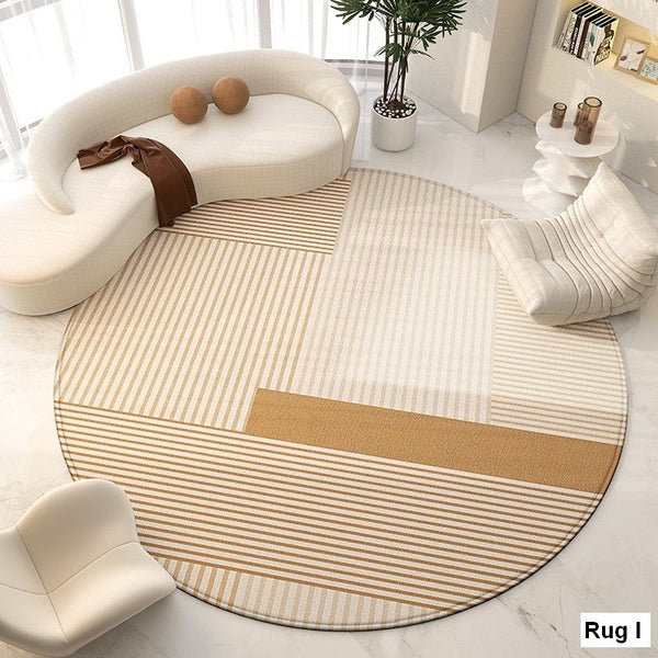 Geometric Round Rugs for Dining Room, Modern Area Rugs for Bedroom, Circular Modern Rugs under Chairs, Contemporary Modern Rug for Living Room-artworkcanvas