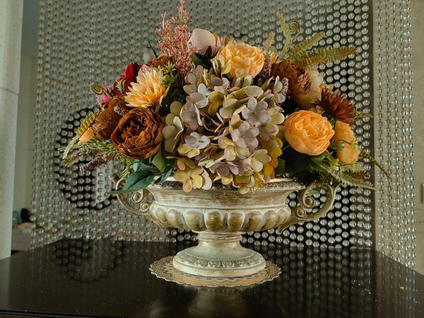 Large Bunch of Autumn Flowers Arrangement Interior Design, Peony Faux Silk Floral Bouquet Table Centerpiece, Modern Artificial Floral Arrangement for Bedroom-artworkcanvas