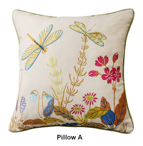 Modern Decorative Pillows for Couch, Butterfly Dragonfly Cotton and linen Pillow Cover, Decorative Throw Pillows for Living Room, Decorative Sofa Pillows-artworkcanvas