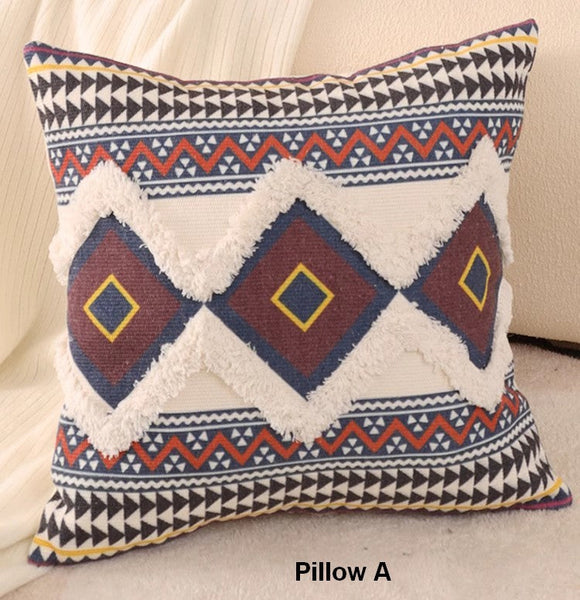 Square Pillows for Couch, Oriental Decorative Throw Pillows for Living Room, Geometric Modern Pillow Covers, Bohemian Decorative Sofa Pillows-artworkcanvas