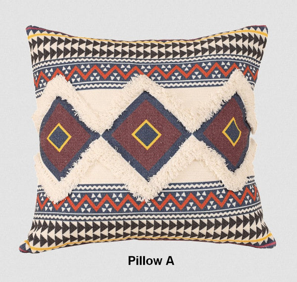 Square Pillows for Couch, Oriental Decorative Throw Pillows for Living Room, Geometric Modern Pillow Covers, Bohemian Decorative Sofa Pillows-artworkcanvas