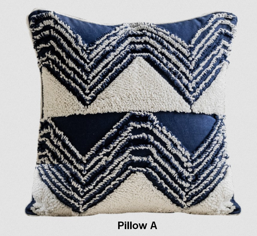 Modern Decorative Pillows for Bedroom, Decorative Pillow Covers, Blue Square Modern Decorative Pillows for Couch, Contemporary Modern Sofa Pillows-artworkcanvas