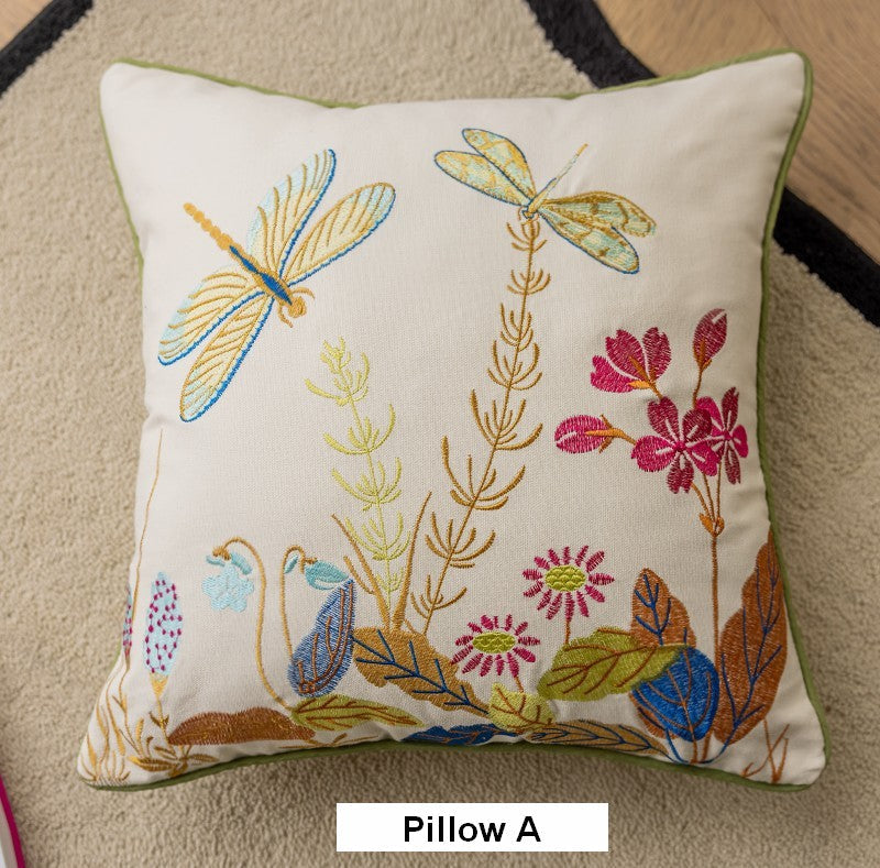 Butterfly Dragonfly Cotton and linen Pillow Cover, Modern Decorative Pillows for Couch, Decorative Throw Pillows for Living Room, Decorative Sofa Pillows-artworkcanvas