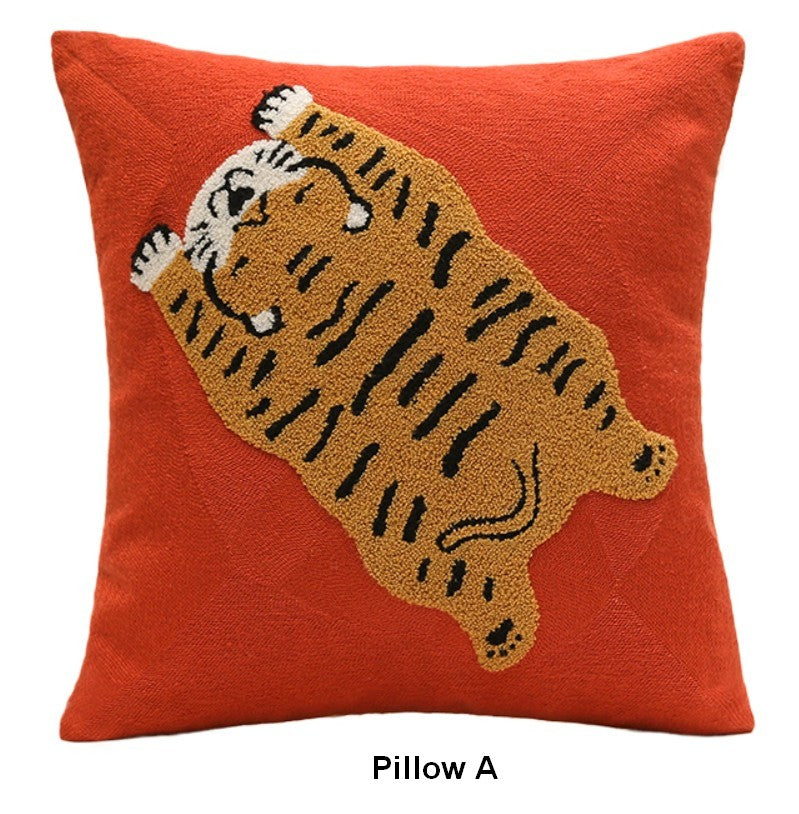 Contemporary Modern Sofa Pillow Covers, Square Modern Throw Pillows for Couch, Lovely Tiger Decorative Pillows for Children's Room, Decorative Pillows for Bedroom-artworkcanvas