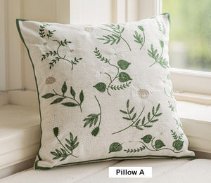 Spring Flower Decorative Pillows for Dining Room, Embroider Flower Cotton Pillow Covers, Decorative Pillows for Sofa, Farmhouse Decorative Pillows for Couch-artworkcanvas