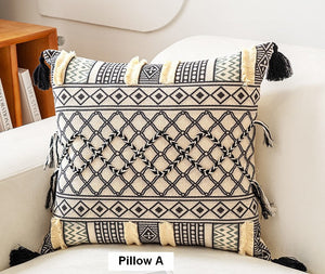 Unique Oriental Square Pillows for Bedroom, Geometric Modern Pillow Covers, Bohemian Decorative Sofa Pillows, Decorative Throw Pillows for Couch-artworkcanvas