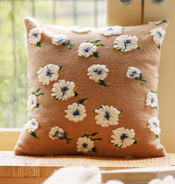 Square Modern Throw Pillows for Couch, Contemporary Modern Sofa Pillows, Flower Decorative Pillow Covers, Decorative Pillows for Bedroom-artworkcanvas