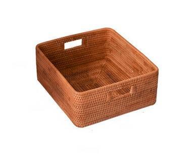 Woven Rattan Storage Baskets for Bedroom, Storage Basket for Shelves, Large Rectangular Storage Baskets for Clothes, Storage Baskets for Kitchen