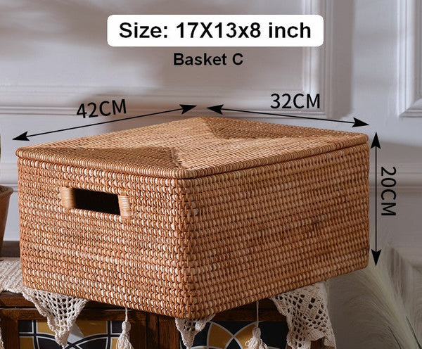 Storage Baskets for Toys, Rectangular Storage Basket for Shelves, Storage Basket with Lid, Storage Baskets for Bathroom, Storage Baskets for Clothes