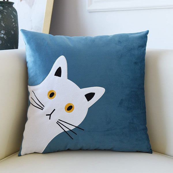 Lovely Cat Pillow Covers for Kid's Room, Modern Sofa Decorative Pillows, Cat Decorative Throw Pillows for Couch, Modern Decorative Throw Pillows-artworkcanvas