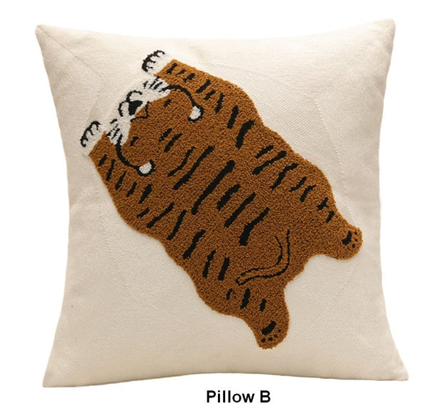 Contemporary Modern Sofa Pillow Covers, Square Modern Throw Pillows for Couch, Lovely Tiger Decorative Pillows for Children's Room, Decorative Pillows for Bedroom-artworkcanvas