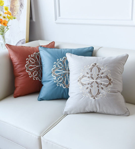 Modern Sofa Pillows, Flower Pattern Decorative Throw Pillows, Contemporary Throw Pillows, Large Decorative Pillows for Living Room-artworkcanvas