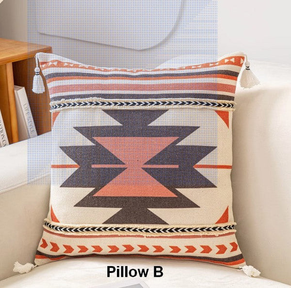 Square Pillows for Couch, Geometric Modern Pillow Covers, Oriental Decorative Throw Pillows for Living Room, Bohemian Decorative Sofa Pillows-artworkcanvas