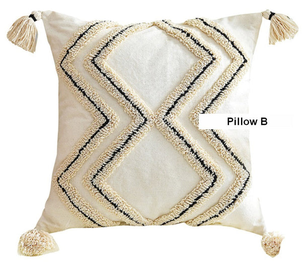 Beige Decorative Throw Pillows, Geometric Square Modern Throw Pillows for Couch, Contemporary Throw Pillow for Interior Design-artworkcanvas