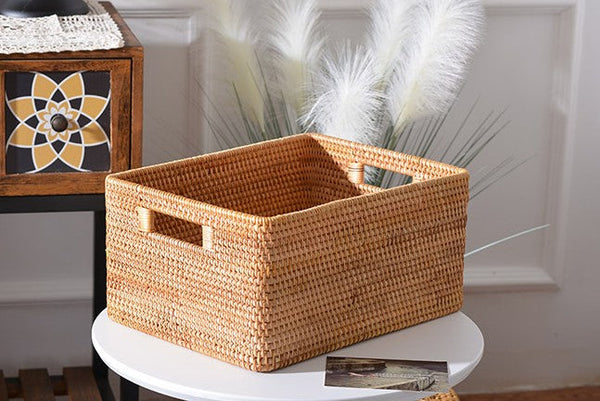 Laundry Storage Baskets, Rattan Storage Baskets for Kitchen, Storage Basket for Shelves, Kitchen Storage Basket, Storage Baskets for Bathroom-artworkcanvas