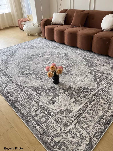 Gray Persain Rugs for Bedroom, Traditional Persian Rug, Vintage Area Rugs for Dining Room, Extra Large Vintage Persian Rugs, Oversized Area Rugs for Living Room-artworkcanvas